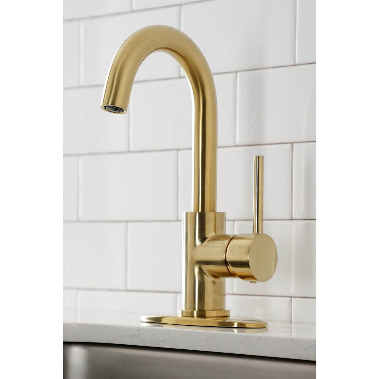 Concord LS8533DL Single-Handle 1-Hole Deck Mount Bar Faucet, Brushed Brass