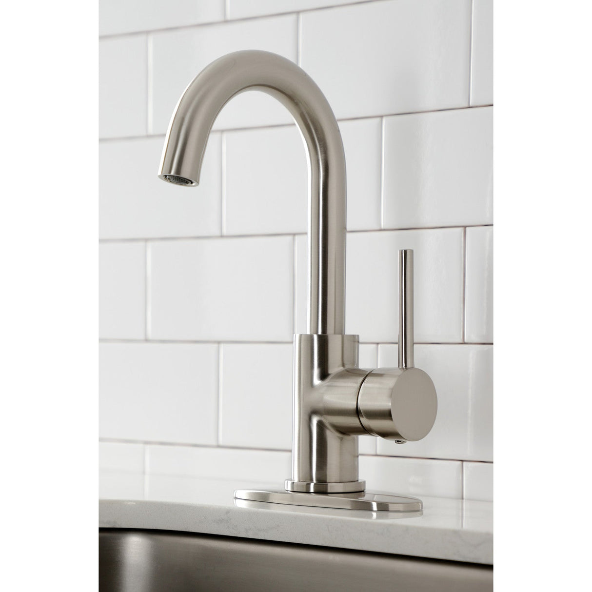 Concord LS8538DL Single-Handle 1-Hole Deck Mount Bar Faucet, Brushed Nickel