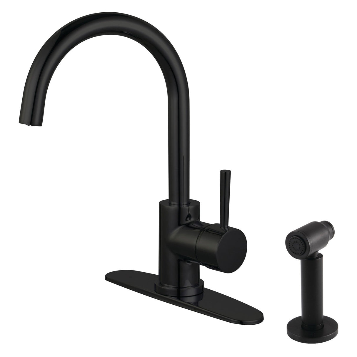 Concord LS8570DLBS Single-Handle Deck Mount Kitchen Faucet with Side Sprayer, Matte Black