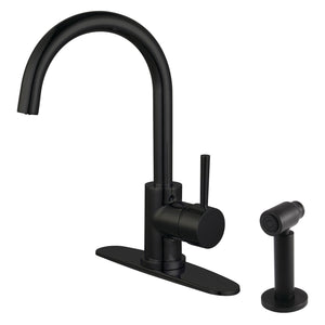 Concord LS8570DLBS Single-Handle Deck Mount Kitchen Faucet with Side Sprayer, Matte Black