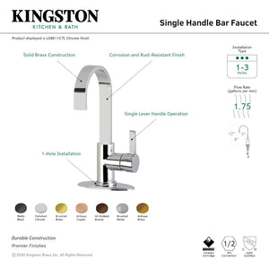 Continental LS8610CTL Single-Handle 1-Hole Deck Mount Bar Faucet, Matte Black