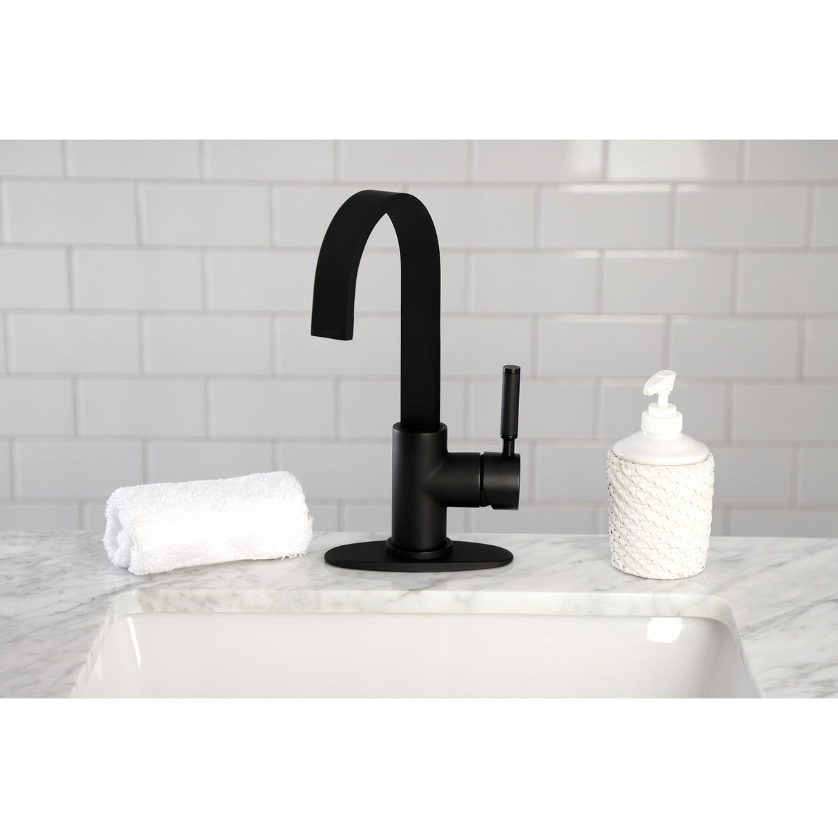 Kaiser LS8610DKL Single-Handle 1-Hole Deck Mount Bar Faucet, Matte Black