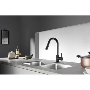 Concord LS8620DL Single-Handle 1-Hole Deck Mount Pull-Down Sprayer Kitchen Faucet, Matte Black