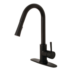 Concord LS8620DL Single-Handle 1-Hole Deck Mount Pull-Down Sprayer Kitchen Faucet, Matte Black