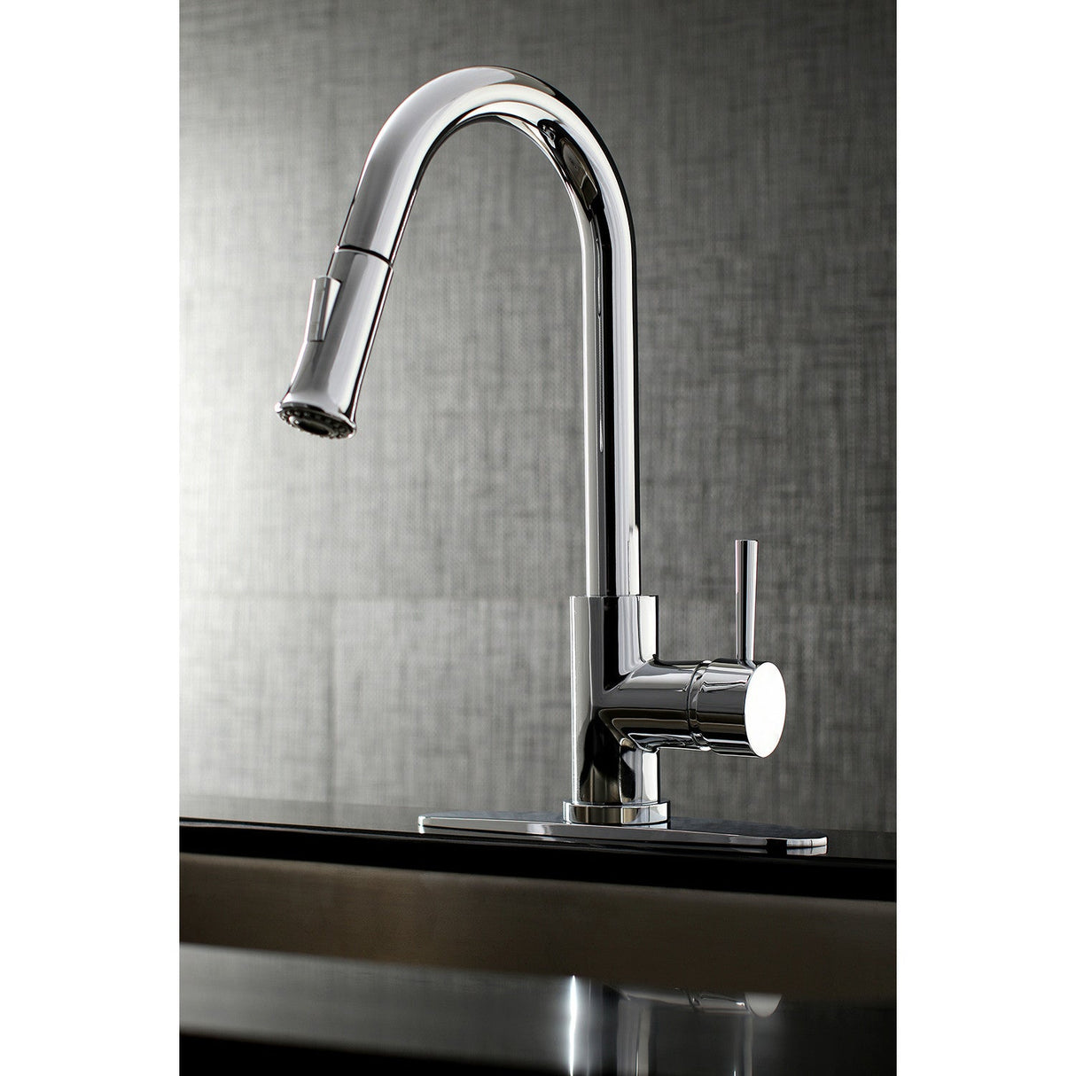 Concord LS8621DL Single-Handle 1-Hole Deck Mount Pull-Down Sprayer Kitchen Faucet, Polished Chrome