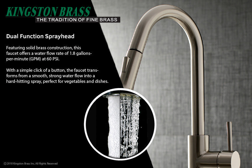 Concord LS8628DL Single-Handle 1-Hole Deck Mount Pull-Down Sprayer Kitchen Faucet, Brushed Nickel