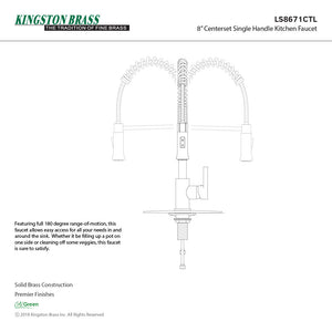 Continental LS8671CTL Single-Handle 1-Hole Deck Mount Pre-Rinse Kitchen Faucet, Polished Chrome