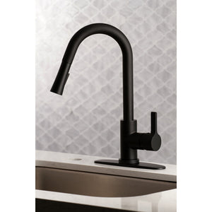 Continental LS8680CTL Single-Handle 1-Hole Deck Mount Pull-Down Sprayer Kitchen Faucet, Matte Black