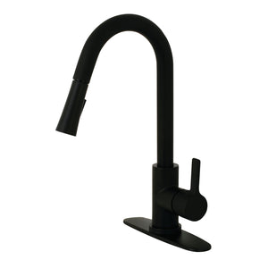 Continental LS8680CTL Single-Handle 1-Hole Deck Mount Pull-Down Sprayer Kitchen Faucet, Matte Black