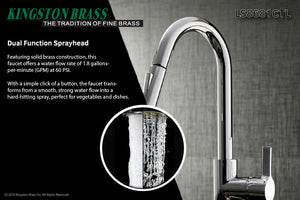 Continental LS8681CTL Single-Handle 1-Hole Deck Mount Pull-Down Sprayer Kitchen Faucet, Polished Chrome