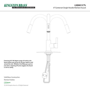 Continental LS8681CTL Single-Handle 1-Hole Deck Mount Pull-Down Sprayer Kitchen Faucet, Polished Chrome