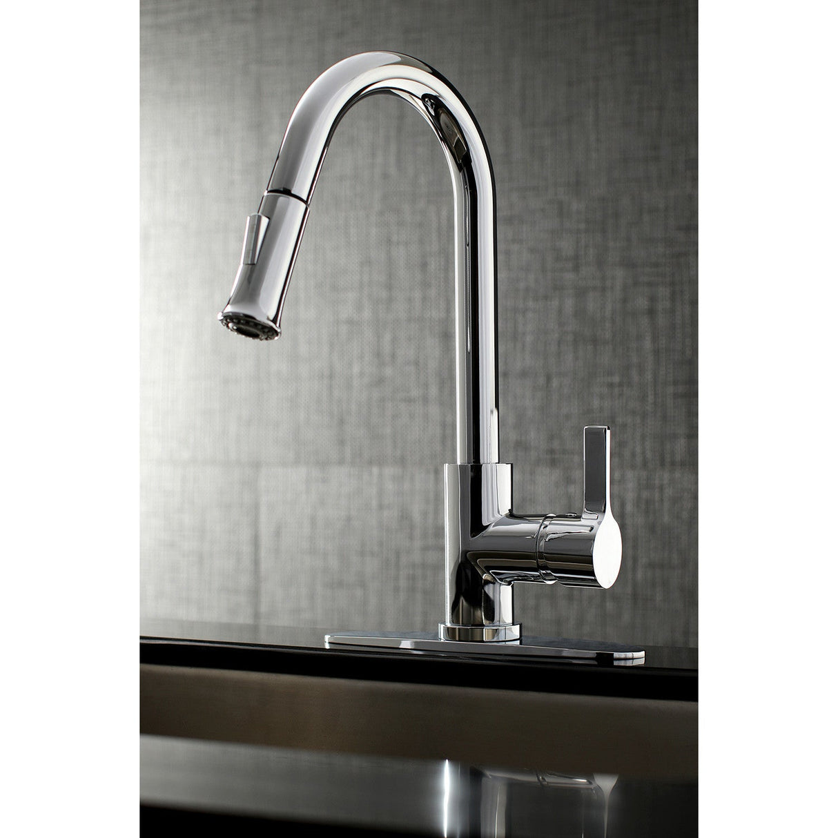 Continental LS8681CTL Single-Handle 1-Hole Deck Mount Pull-Down Sprayer Kitchen Faucet, Polished Chrome