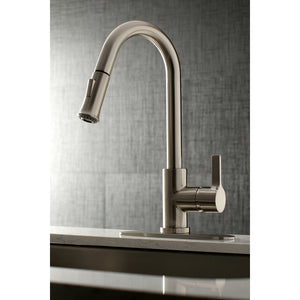 Continental LS8688CTL Single-Handle 1-Hole Deck Mount Pull-Down Sprayer Kitchen Faucet, Brushed Nickel