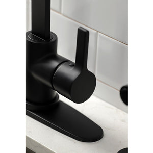Continental LS8710CTLBS Single-Handle Deck Mount Kitchen Faucet with Brass Sprayer and Deck Plate, Matte Black