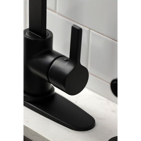 Continental LS8710CTLBS Single-Handle Deck Mount Kitchen Faucet with Brass Sprayer and Deck Plate, Matte Black