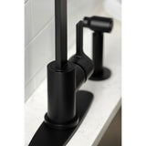Continental LS8710CTLBS Single-Handle Deck Mount Kitchen Faucet with Brass Sprayer and Deck Plate, Matte Black