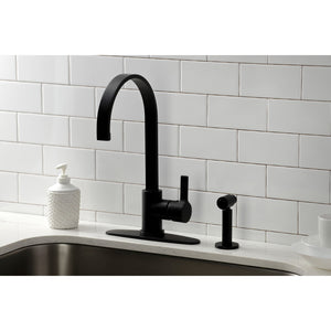 Continental LS8710CTLBS Single-Handle Deck Mount Kitchen Faucet with Brass Sprayer and Deck Plate, Matte Black