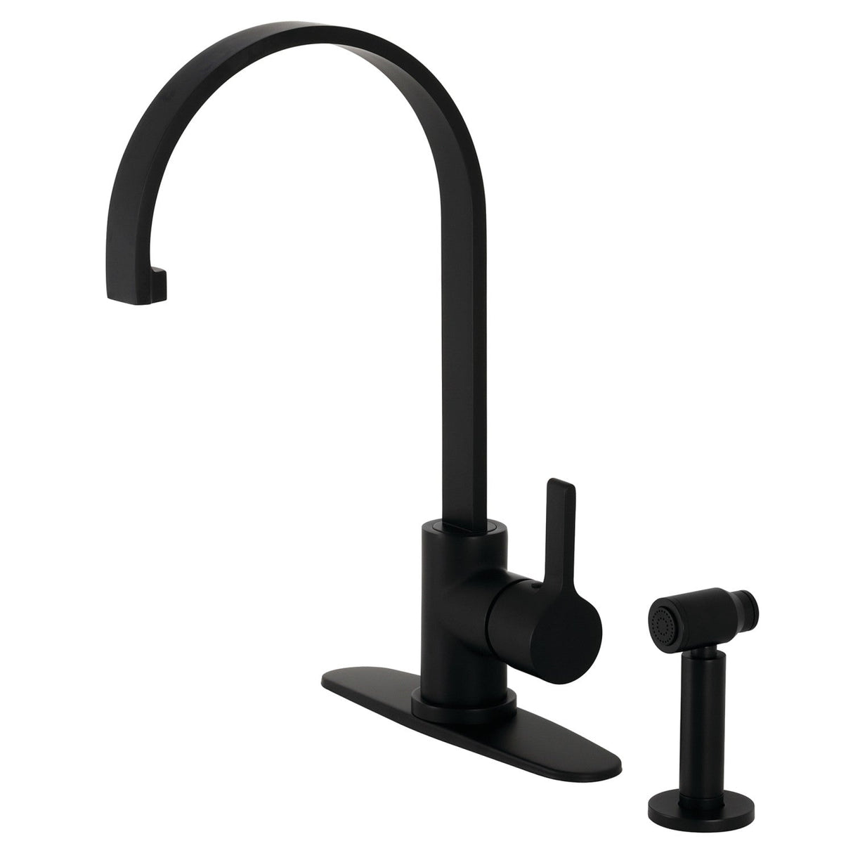 Continental LS8710CTLBS Single-Handle Deck Mount Kitchen Faucet with Brass Sprayer and Deck Plate, Matte Black
