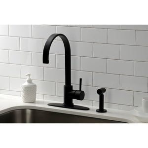 Concord LS8710DLBS Single-Handle Deck Mount Kitchen Faucet with Brass Sprayer and Deck Plate, Matte Black