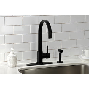 Concord LS8710DLBS Single-Handle Deck Mount Kitchen Faucet with Brass Sprayer and Deck Plate, Matte Black