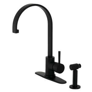 Concord LS8710DLBS Single-Handle Deck Mount Kitchen Faucet with Brass Sprayer and Deck Plate, Matte Black