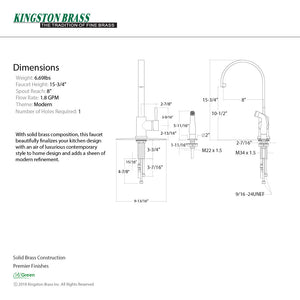 Concord LS8710DLSP Single-Handle 2-Hole Deck Mount Kitchen Faucet with Side Sprayer, Matte Black
