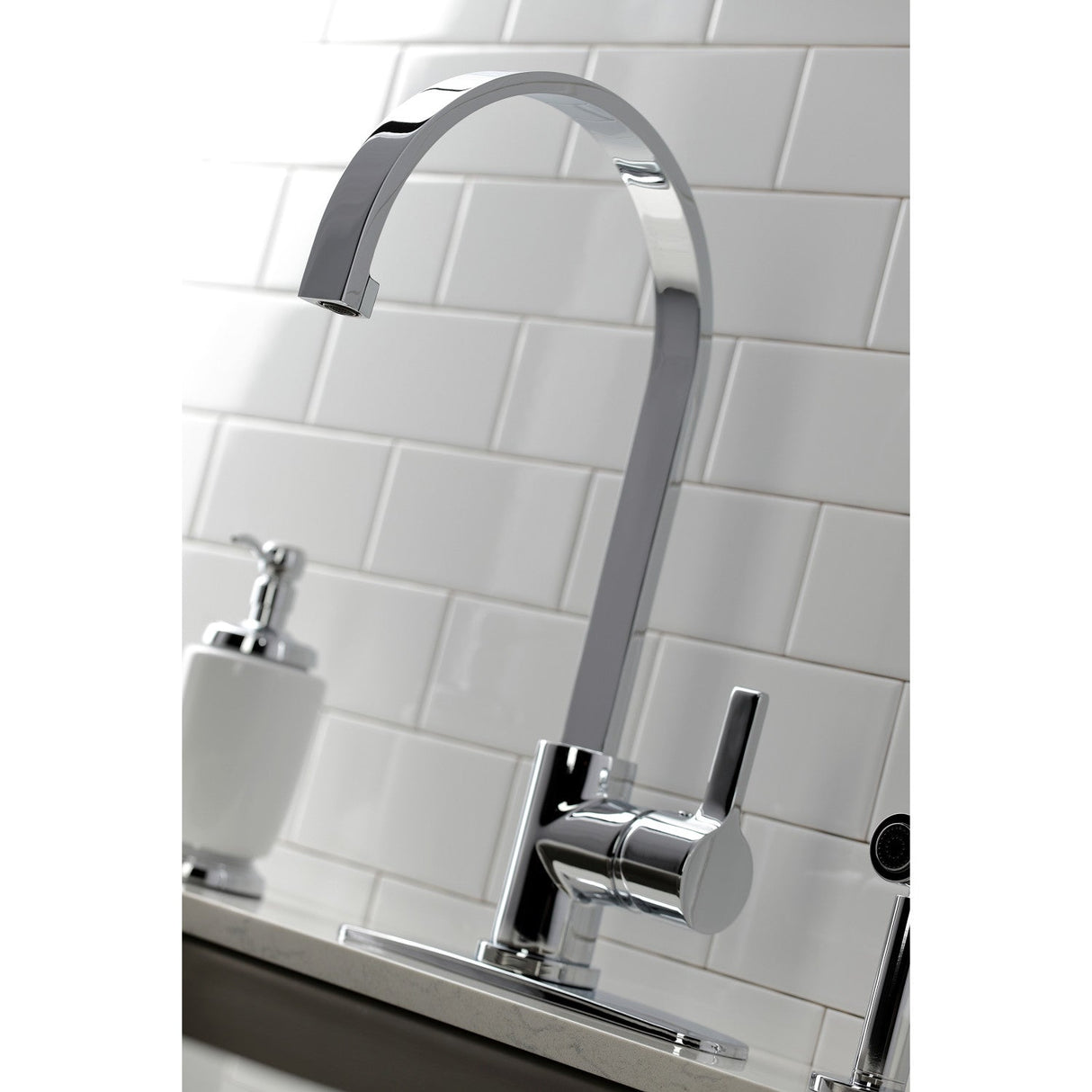 Continental LS8711CTLBS Single-Handle Deck Mount Kitchen Faucet with Brass Sprayer and Deck Plate, Polished Chrome