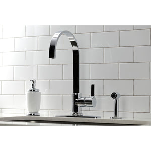 Continental LS8711CTLBS Single-Handle Deck Mount Kitchen Faucet with Brass Sprayer and Deck Plate, Polished Chrome