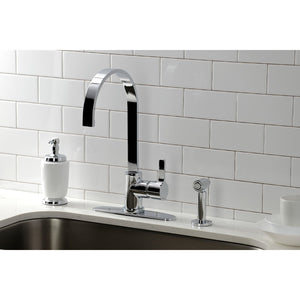 Continental LS8711CTLBS Single-Handle Deck Mount Kitchen Faucet with Brass Sprayer and Deck Plate, Polished Chrome