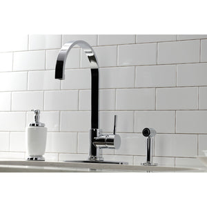Concord LS8711DLBS Single-Handle Deck Mount Kitchen Faucet with Brass Sprayer and Deck Plate, Polished Chrome