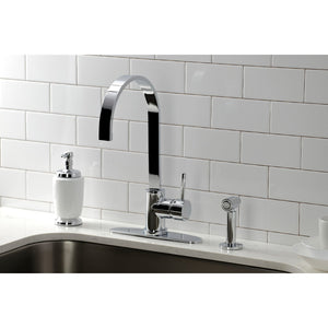 Concord LS8711DLBS Single-Handle Deck Mount Kitchen Faucet with Brass Sprayer and Deck Plate, Polished Chrome