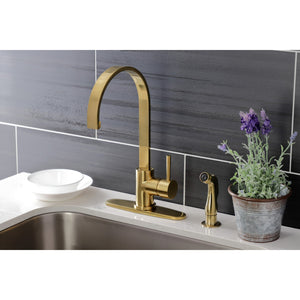Concord LS8713DLSP Single-Handle 2-Hole Deck Mount Kitchen Faucet with Side Sprayer, Brushed Brass