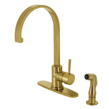 Concord LS8713DLSP Single-Handle 2-Hole Deck Mount Kitchen Faucet with Side Sprayer, Brushed Brass