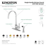 Continental LS8717CTLSP Single-Handle 2-Hole Deck Mount Kitchen Faucet with Side Sprayer, Matte Black/Polished Chrome