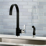 Continental LS8717CTLSP Single-Handle 2-Hole Deck Mount Kitchen Faucet with Side Sprayer, Matte Black/Polished Chrome
