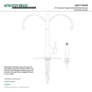 Concord LS8717DLSP Single-Handle 2-Hole Deck Mount Kitchen Faucet with Side Sprayer, Matte Black/Polished Chrome