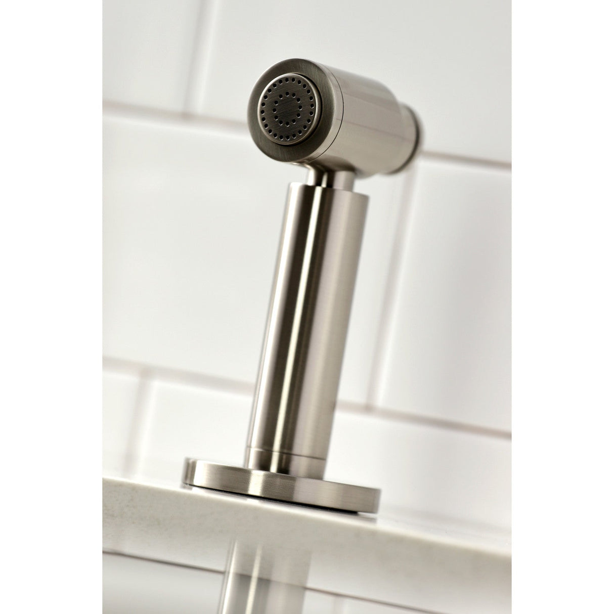 Continental LS8718CTLBS Single-Handle Deck Mount Kitchen Faucet with Brass Sprayer and Deck Plate, Brushed Nickel