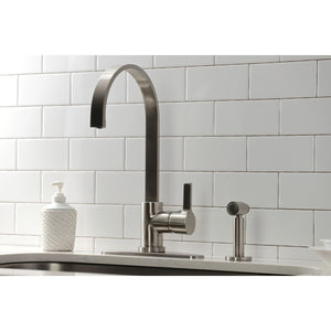 Continental LS8718CTLBS Single-Handle Deck Mount Kitchen Faucet with Brass Sprayer and Deck Plate, Brushed Nickel
