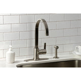 Continental LS8718CTLBS Single-Handle Deck Mount Kitchen Faucet with Brass Sprayer and Deck Plate, Brushed Nickel