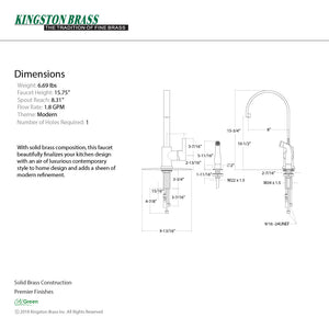 Continental LS8718CTLSP Single-Handle 2-Hole Deck Mount Kitchen Faucet with Side Sprayer, Brushed Nickel