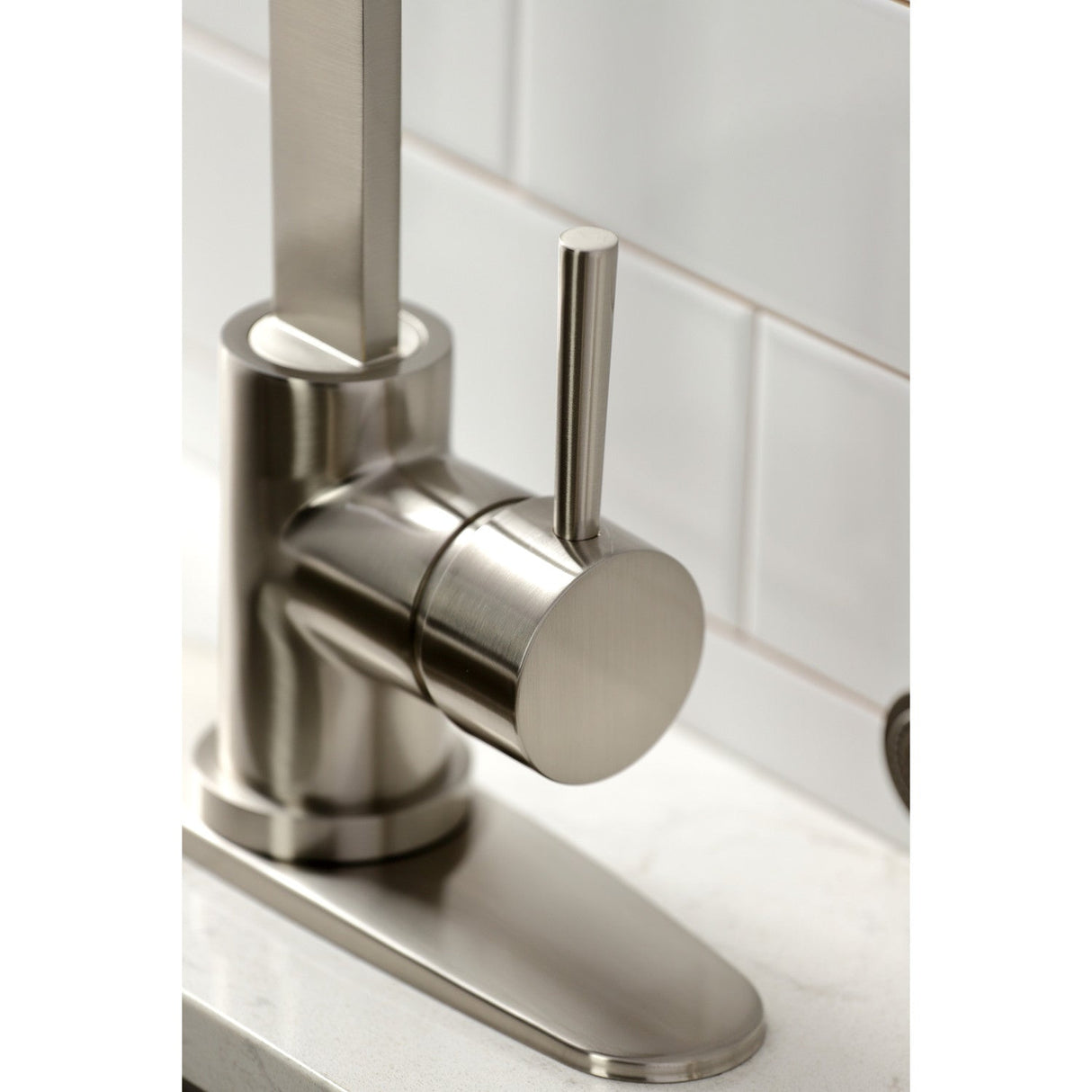 Concord LS8718DLBS Single-Handle Deck Mount Kitchen Faucet with Brass Sprayer and Deck Plate, Brushed Nickel