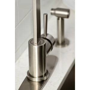 Concord LS8718DLBS Single-Handle Deck Mount Kitchen Faucet with Brass Sprayer and Deck Plate, Brushed Nickel