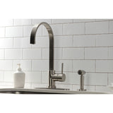 Concord LS8718DLBS Single-Handle Deck Mount Kitchen Faucet with Brass Sprayer and Deck Plate, Brushed Nickel