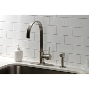 Concord LS8718DLBS Single-Handle Deck Mount Kitchen Faucet with Brass Sprayer and Deck Plate, Brushed Nickel