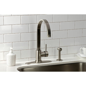 Concord LS8718DLBS Single-Handle Deck Mount Kitchen Faucet with Brass Sprayer and Deck Plate, Brushed Nickel
