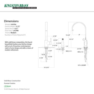 Concord LS8718DLSP Single-Handle 2-Hole Deck Mount Kitchen Faucet with Side Sprayer, Brushed Nickel