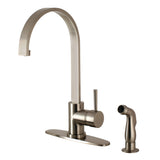Concord LS8718DLSP Single-Handle 2-Hole Deck Mount Kitchen Faucet with Side Sprayer, Brushed Nickel