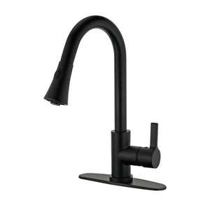 Continental LS8720CTL Single-Handle 1-Hole Deck Mount Pull-Down Sprayer Kitchen Faucet, Matte Black