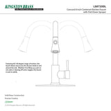 Concord LS8720DL Single-Handle 1-Hole Deck Mount Pull-Down Sprayer Kitchen Faucet, Matte Black