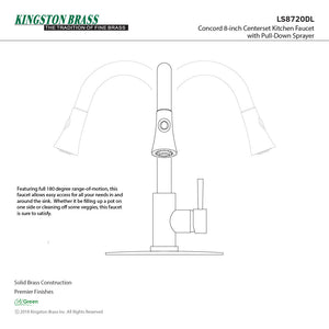 Concord LS8720DL Single-Handle 1-Hole Deck Mount Pull-Down Sprayer Kitchen Faucet, Matte Black